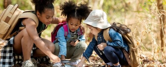 children playing on a day camping trip