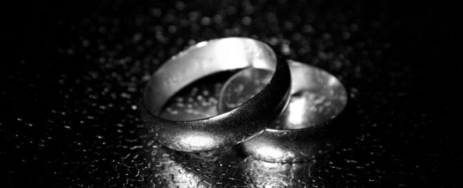wedding rings on a dark background